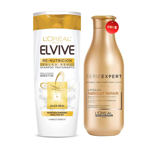 KIT LOREAL ELVIVE SHAMPOO + ABSOLUTE REPAIR CONDITIONER - 200ml