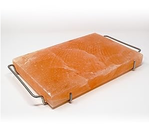 NUEVO - PLANCHA DE SAL DEL HIMALAYA UMAID CON BASE DE ACERO – PARA COCINAR Y SERVIR