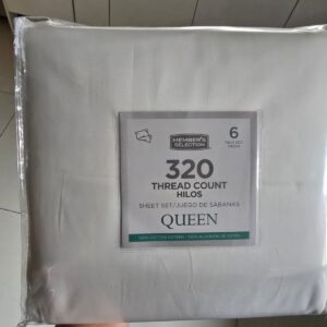 NUEVO - JUEGO DE SÁBANAS BLANCAS QUEEN MEMBER’S SELECTION 320 HILOS – 100% ALGODÓN SATÉN (6 PIEZAS)