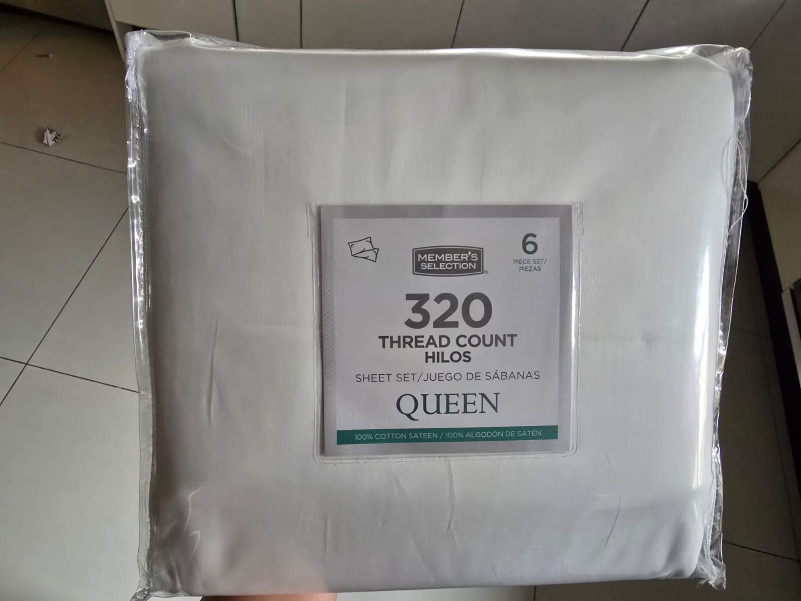 NUEVO - JUEGO DE SÁBANAS BLANCAS QUEEN MEMBER’S SELECTION 320 HILOS – 100% ALGODÓN SATÉN (6 PIEZAS)